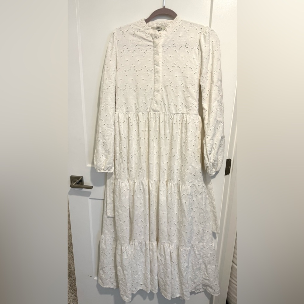Elegant White Eyelet Maxi Dress